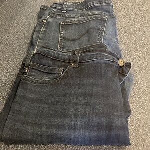 2 pairs - Lee Women's Dark and Medium Blue Jeans 16 petite